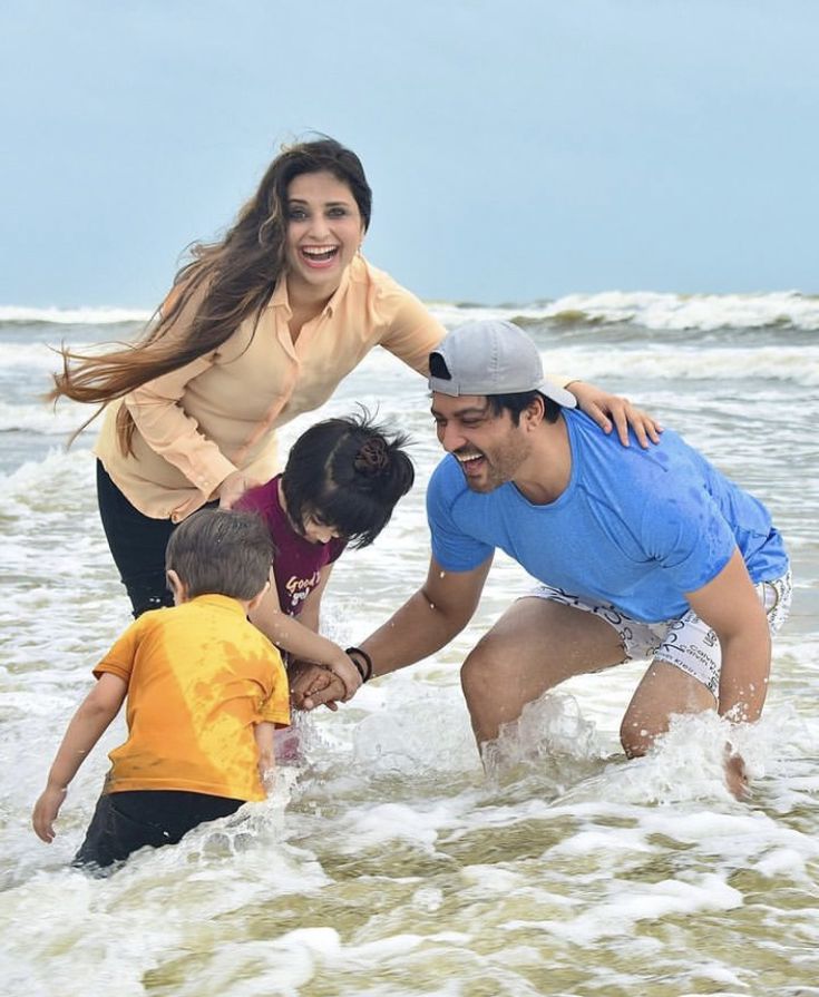 Family enjoying beach vacation